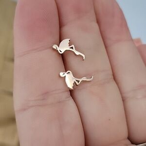 Pink Flamingo Stud Earrings